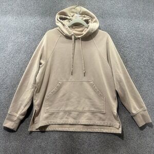 HM Basics Womens Small Beige Hooded Pullover Sweatshirt Raglan Sleeve Hoodie